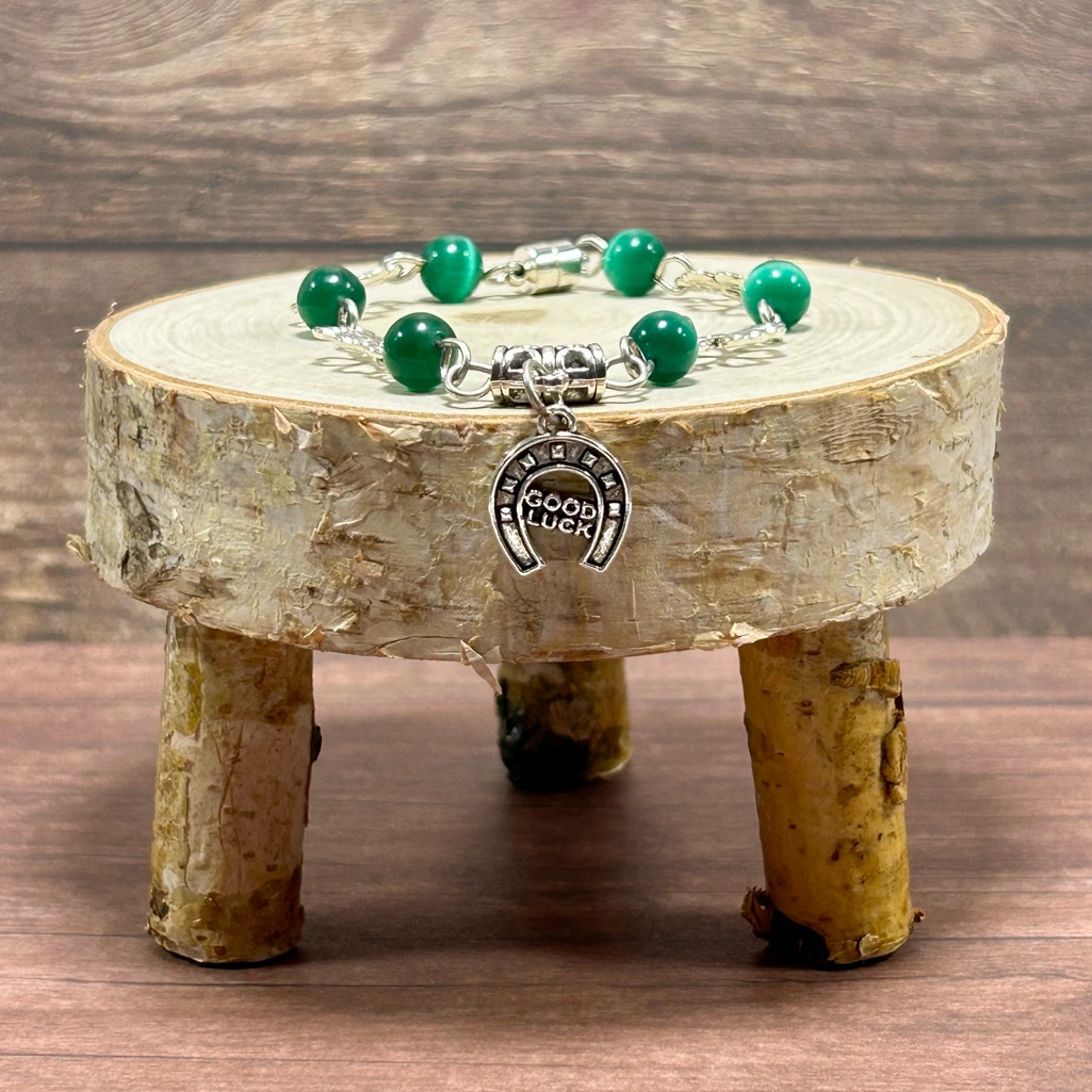 Handmade Lucky Clover Necklace & Horseshoe Bracelet With Magnetic Closure!
